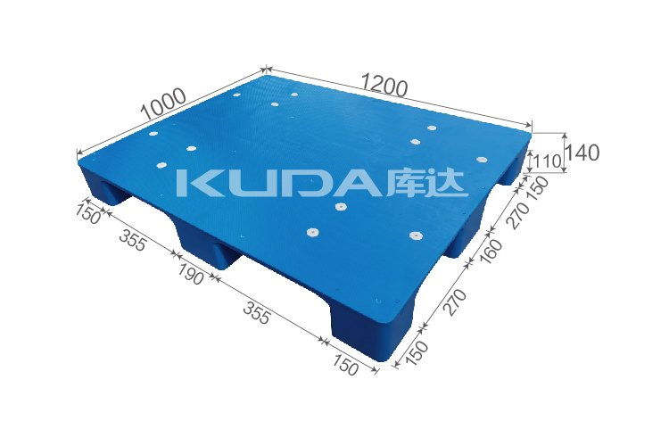 1210K平板九腳（置鋼管）塑料托盤